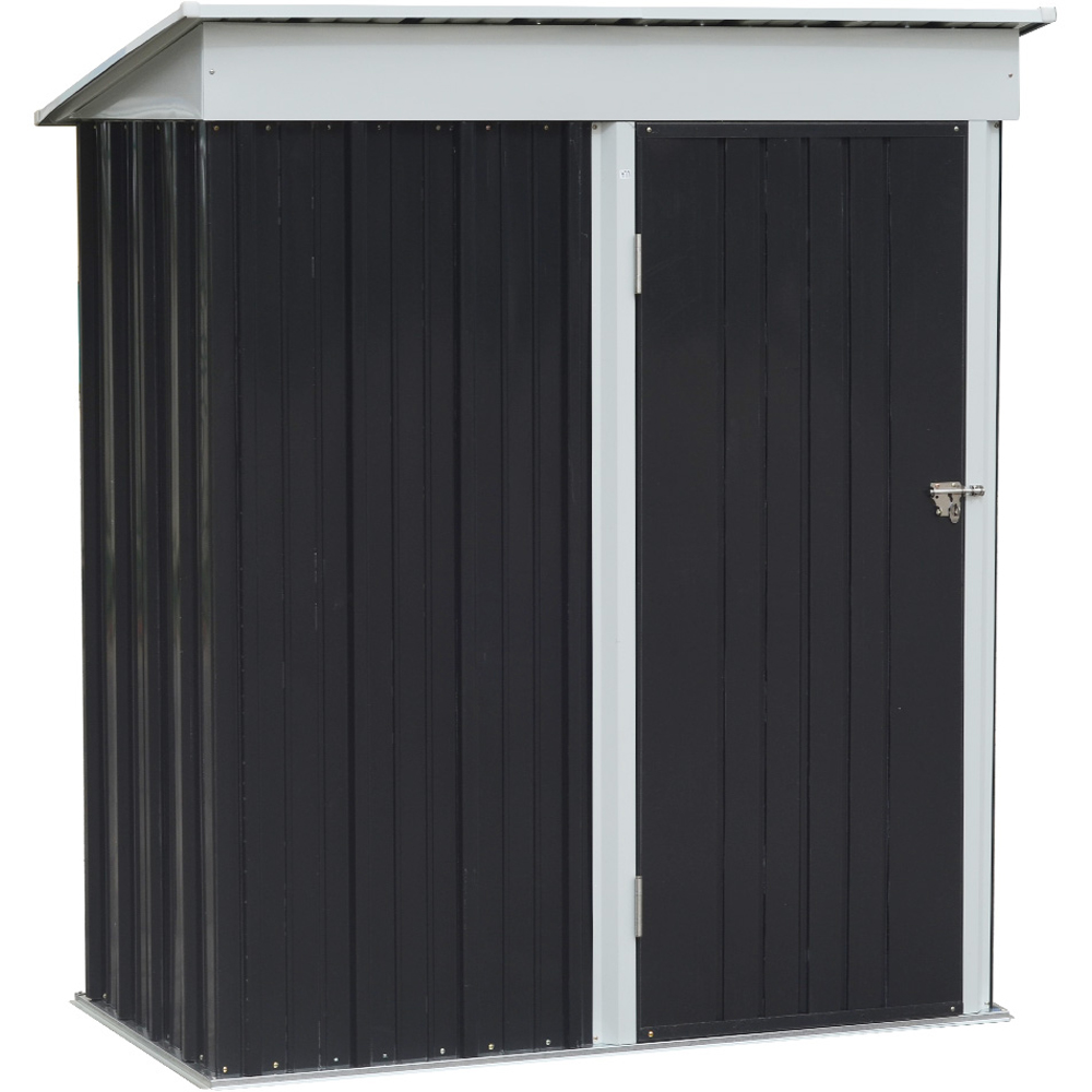 Living and Home 5.3 x 3ft Black Single Slope Roof Steel Outdoor Storage Shed with Shelves Image 1