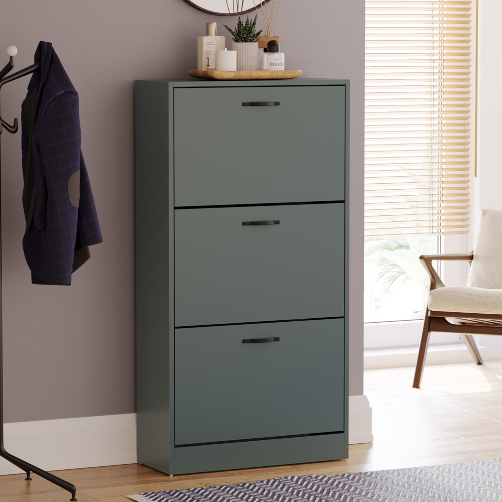 VIDA DESIGNS 3 Drawer Green Shoe Cabinet Image 4