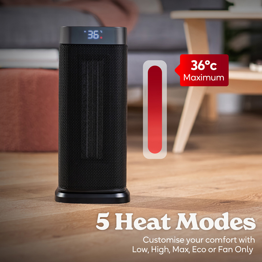Russell Hobbs RHCTH2002G-SMT Black and Silver Square Smart Wi-Fi Enabled Ceramic Heater 2000W Image 6