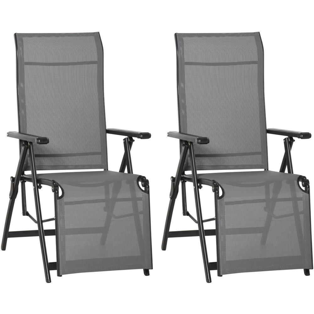 Outsunny Set of 2 Grey Foldable Recliner Sun Lounger Image 2