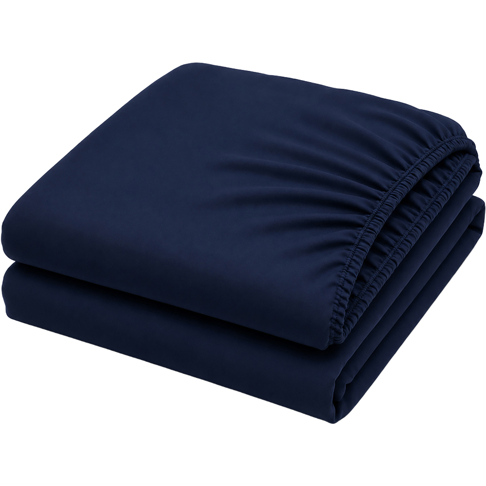 MHG Living Super King Size Navy 30cm Deep Microfibre Fitted Sheet Image 1