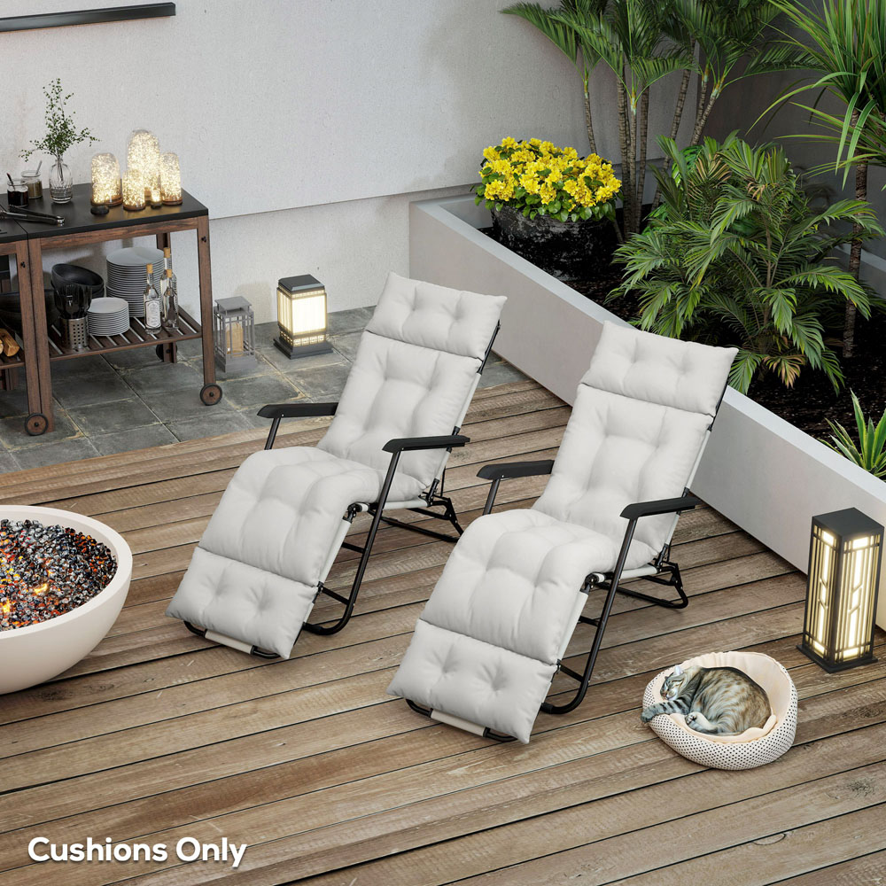 Outsunny Set of 2 Light Grey Sun Lounger Cushion Image 3