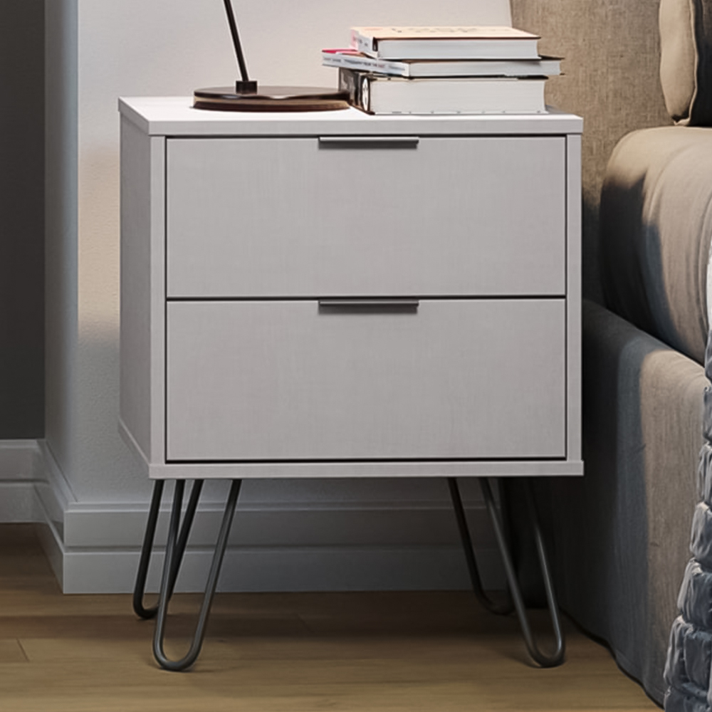 Augusta 2 Drawer Grey Bedside Table Image 1
