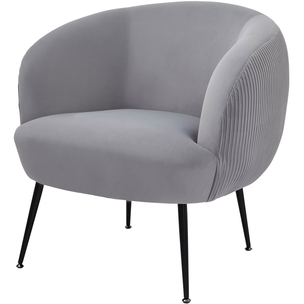 GFW Kamilah Grey Velvet Pleated Accent Chair Image 3