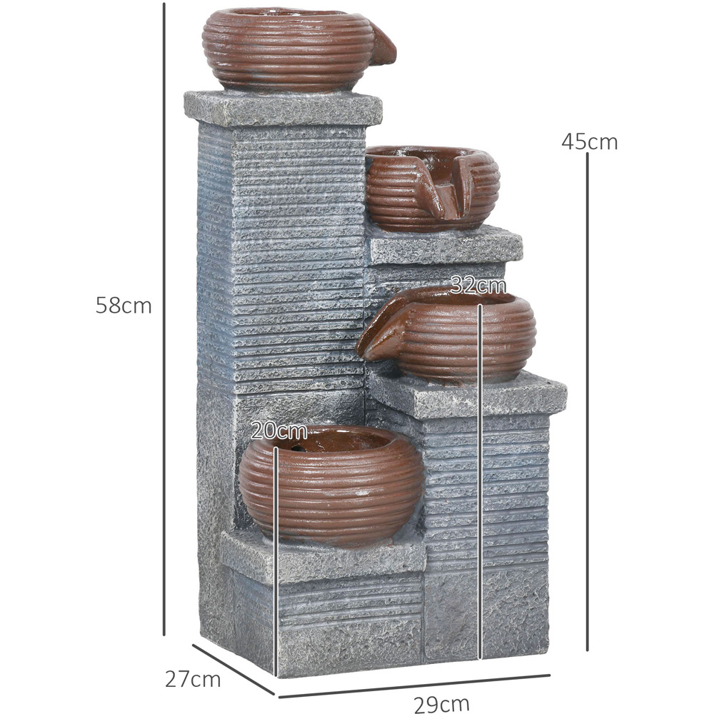 Outsunny 4 Tier Solar Powered LED Water Feature 58cm Image 7