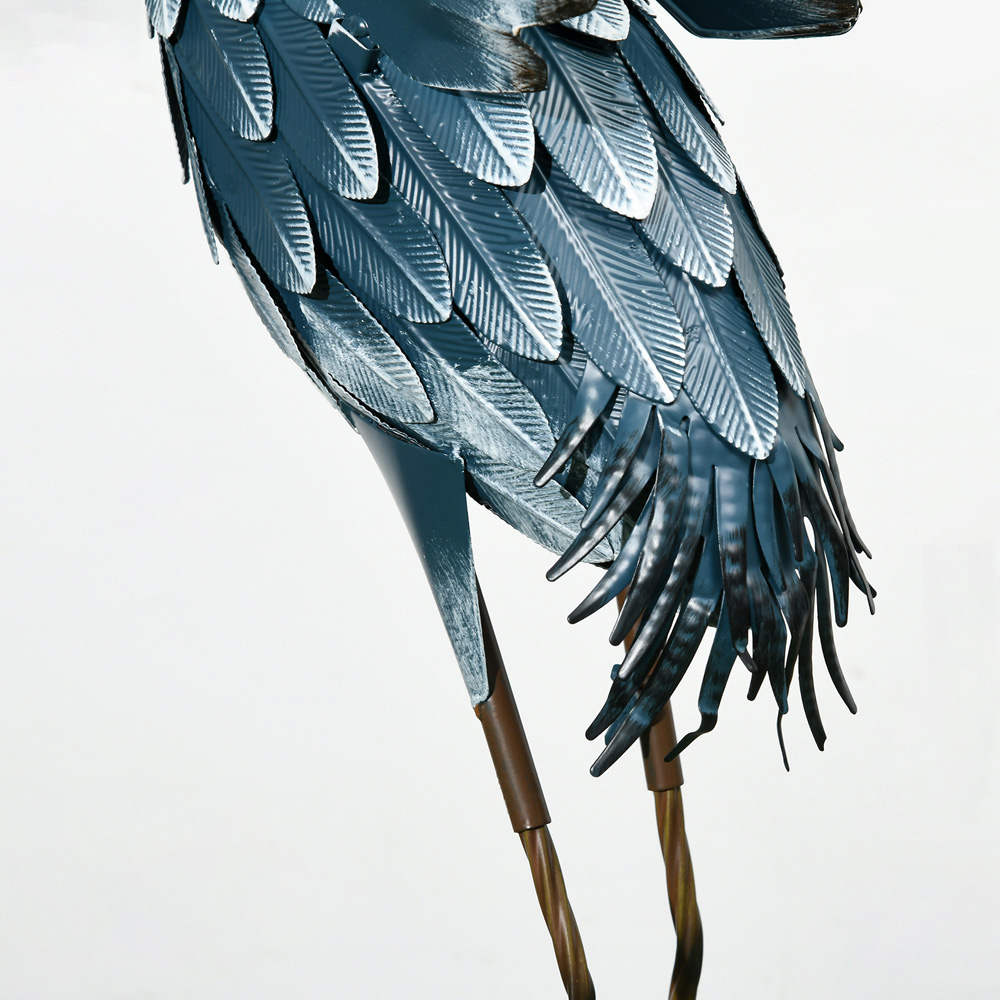 Outsunny Blue and White Metal Heron Garden Statues with Stakes Image 8