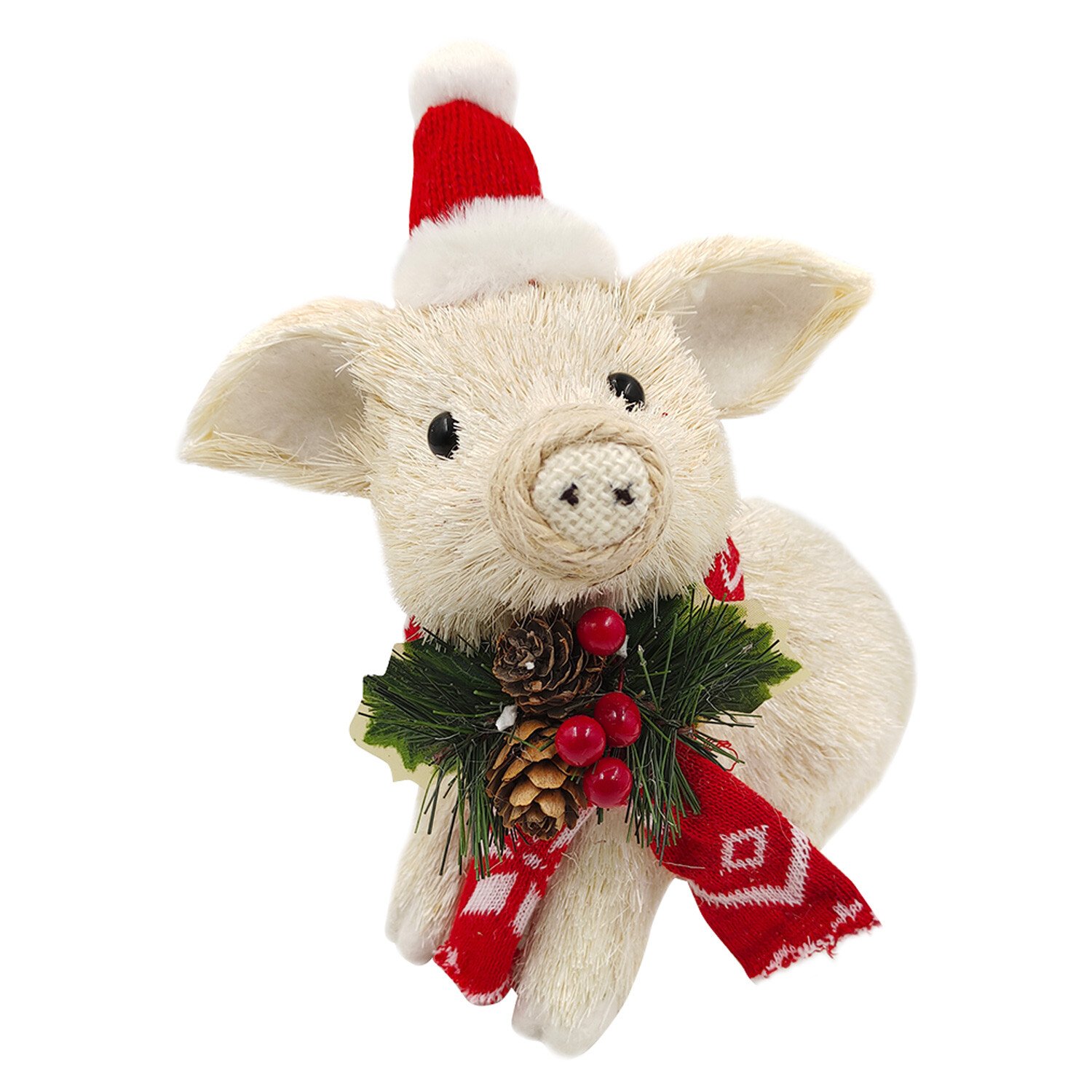 Pink Festive Pig Ornament Image