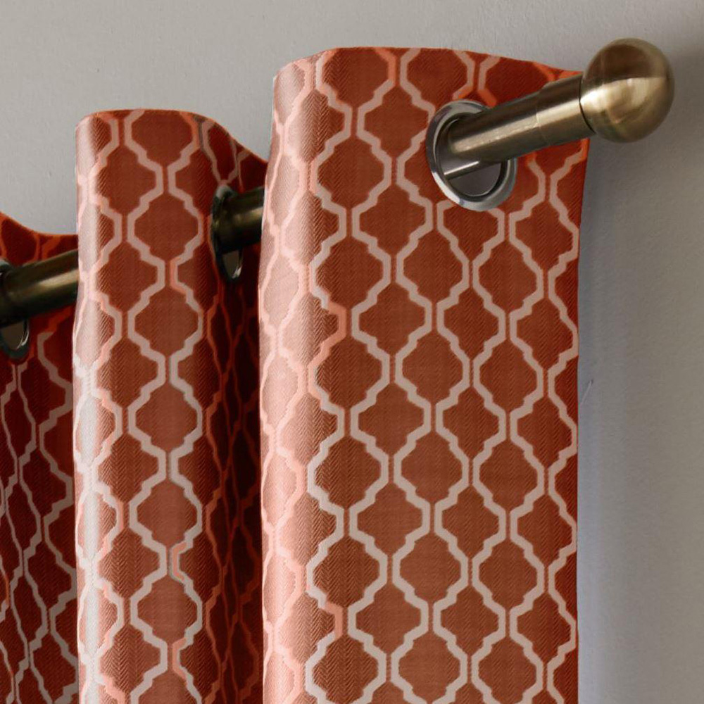 Alan Symonds Wold Orange and White Ring Top Eyelet Curtains 117cm x 228cm Image 2