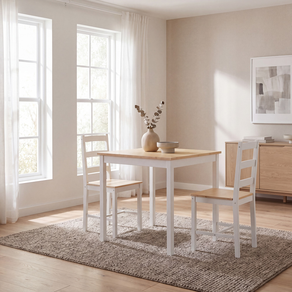 VIDA DESIGNS Yorkshire 2 Seater Dining Set White and Pine Image 3