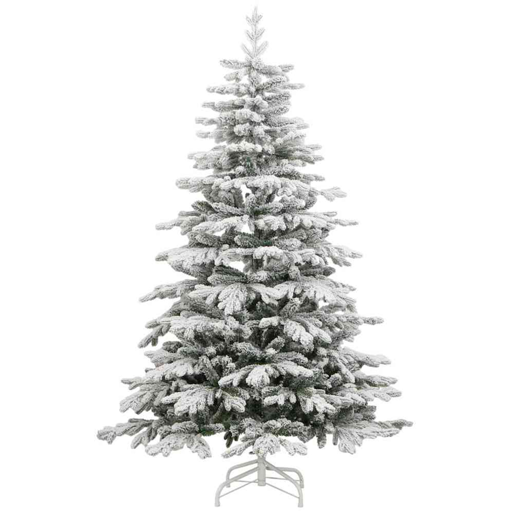 vidaXL Pre-Lit Lilac Baubles White Artificial Snow Flocked Christmas Tree 7ft Image 5