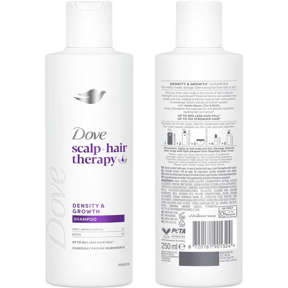 Dove Scalp+Hair Therapy Density and Growth Shampoo and Conditioner Duo 250ml 6 Pack Image 5