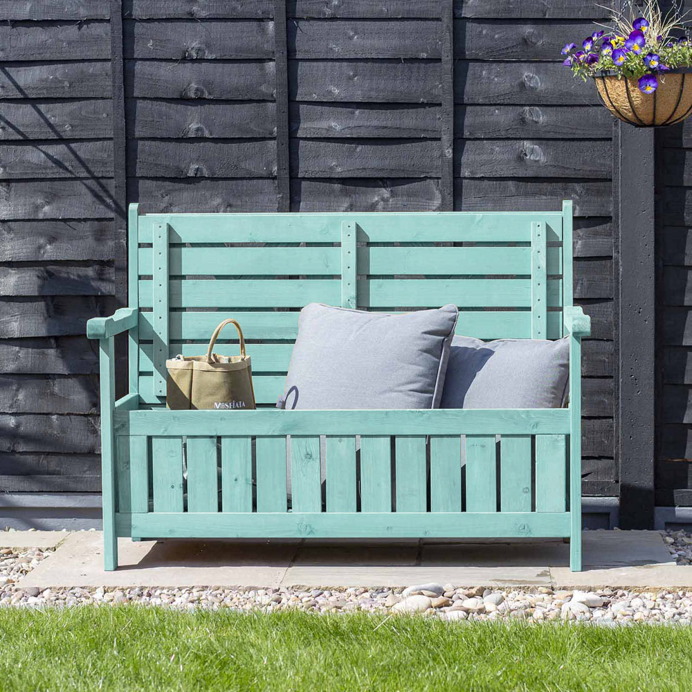 Jack Stonehouse Green Wooden Storage Bench Image 5