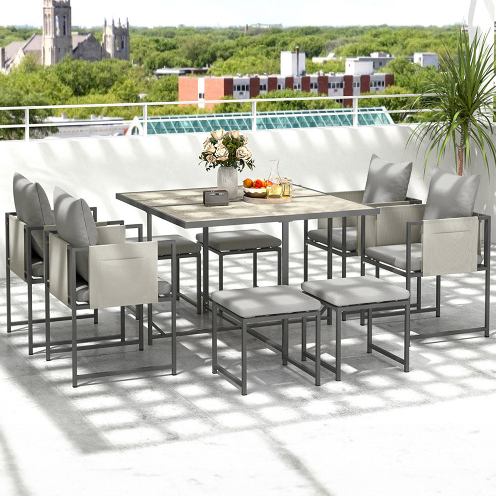 Outsunny 8 Seater Garden Dining Set with Cushions Image 1