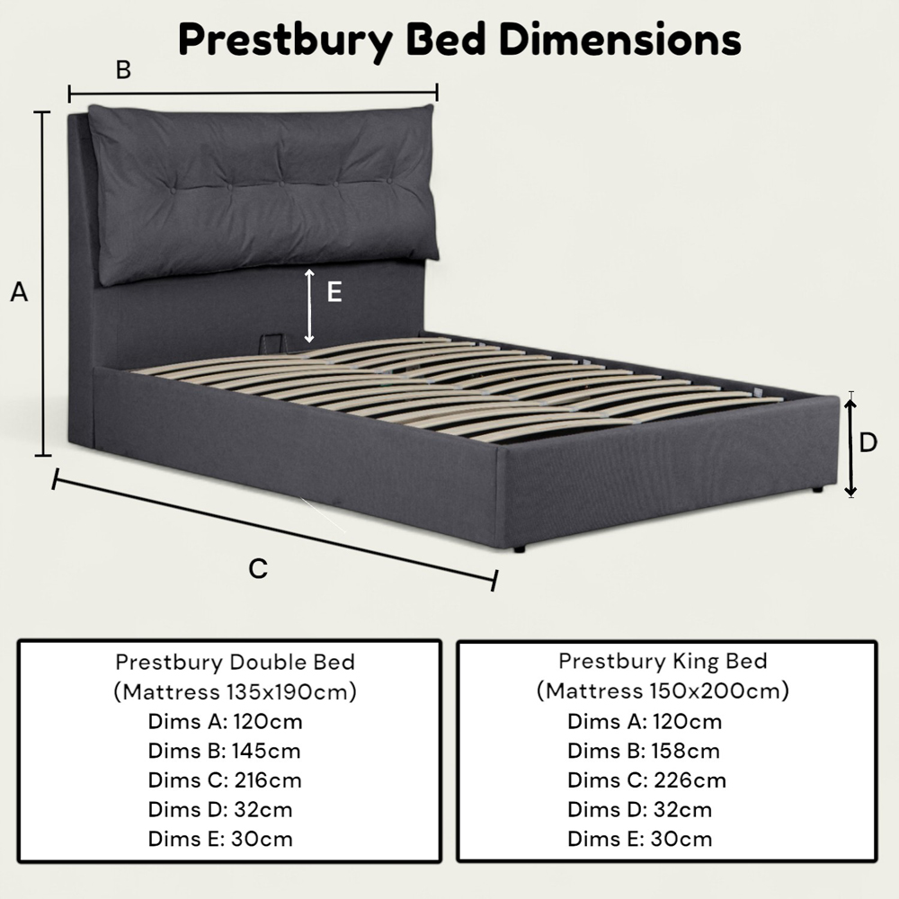 OAT Home Prestbury Double Charcoal Grey Ottoman Bed Image 9