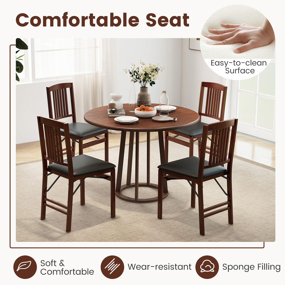 Costway Set of 2 Brown Foldable Dining Chairs Image 6