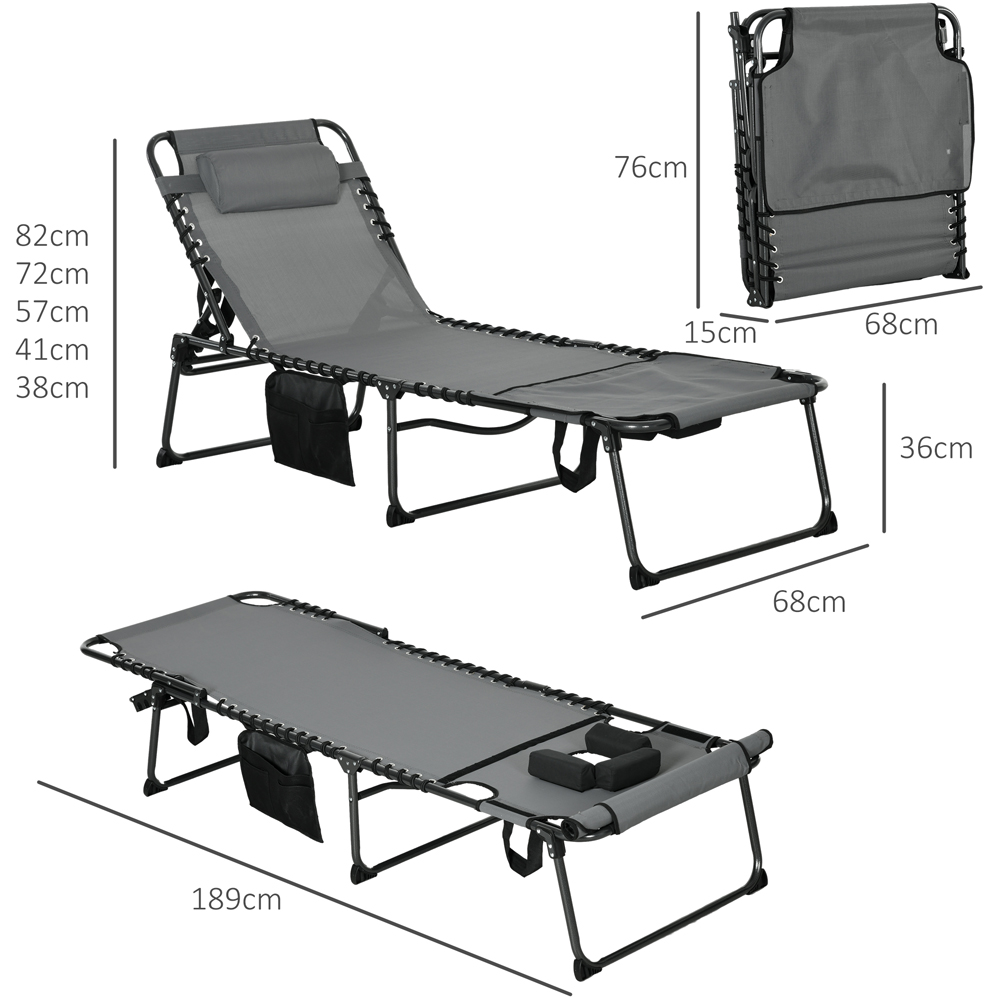 Outsunny Grey Folding Recliner Sun Lounger Image 7