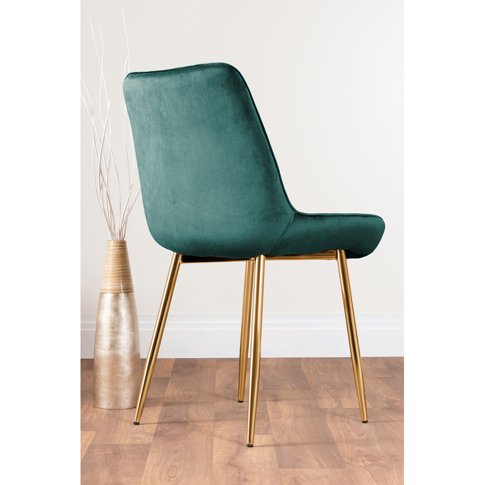 Furniturebox Cesano Set of 2 Green and Gold Velvet Dining Chair Image 4