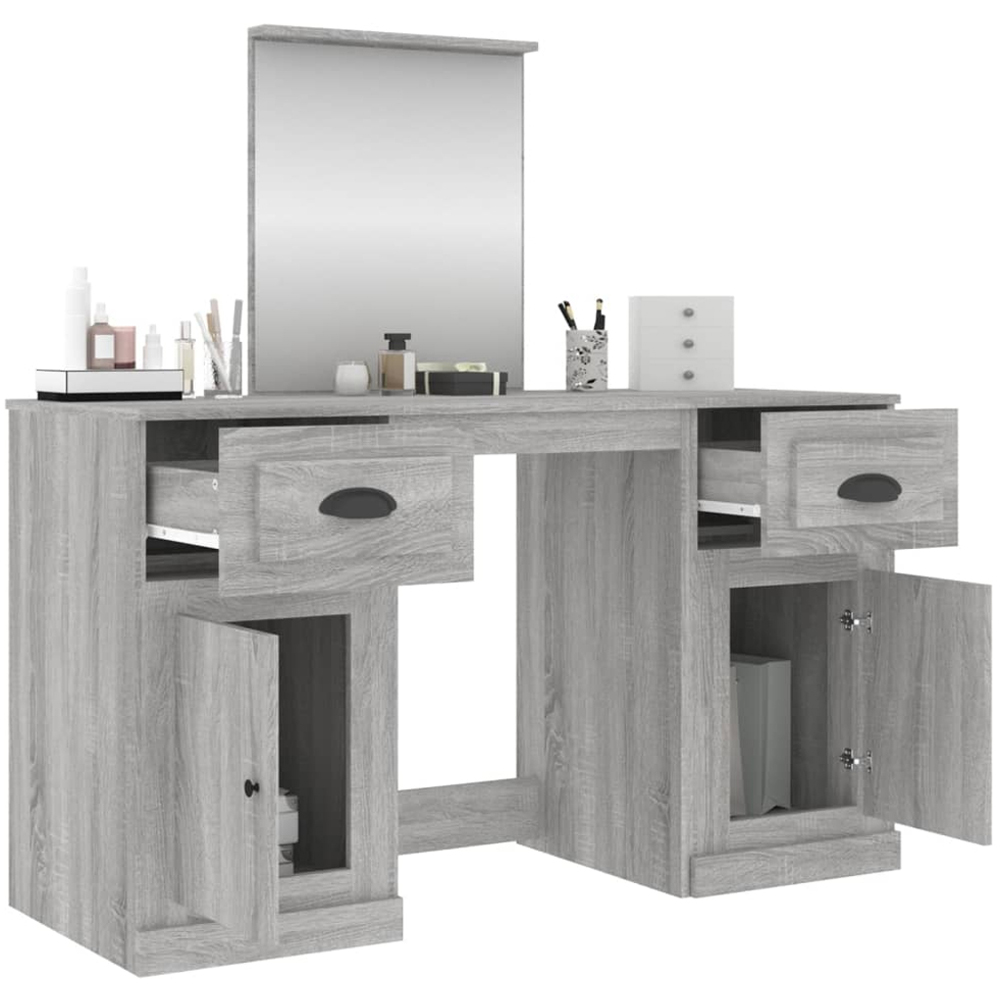 vidaXL 2 Door 2 Drawer Grey Sonoma Dressing Table with Mirror Image 5