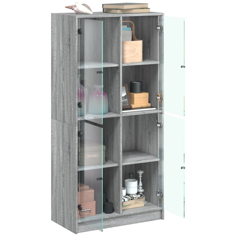 vidaXL 2 Glass Door Grey Sonoma Highboard Image 4