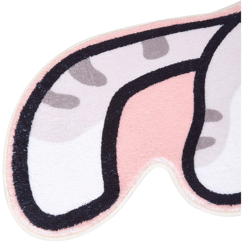 Living and Home Pink and White Cat-Shaped Non-Slip Runner Rug 120 x 39cm Image 4
