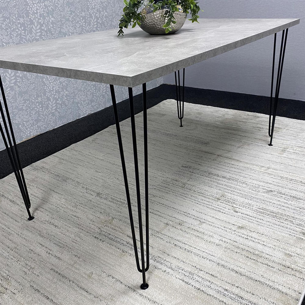 Kosy Koala 6 Seater Rectangular Dining Table with Hairpin Legs Stone Grey Image 3