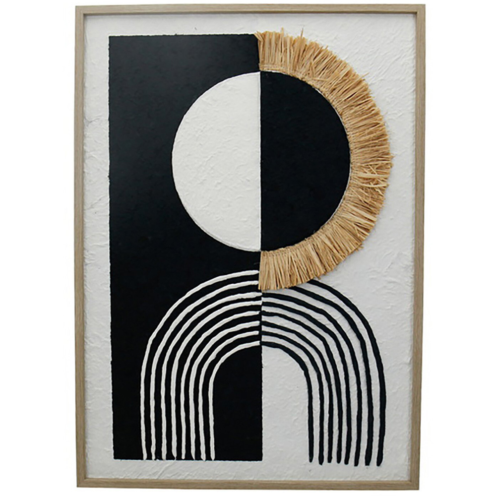 Textured 3D Abstract Tassel Framed Art Black & White Image 1