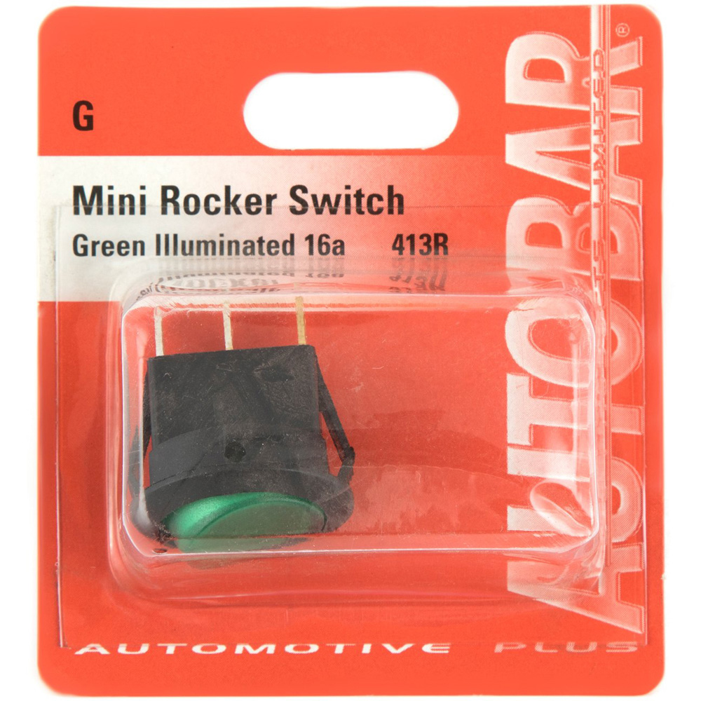 Autobar 16 Amp Mini Rocker Green Switch Image