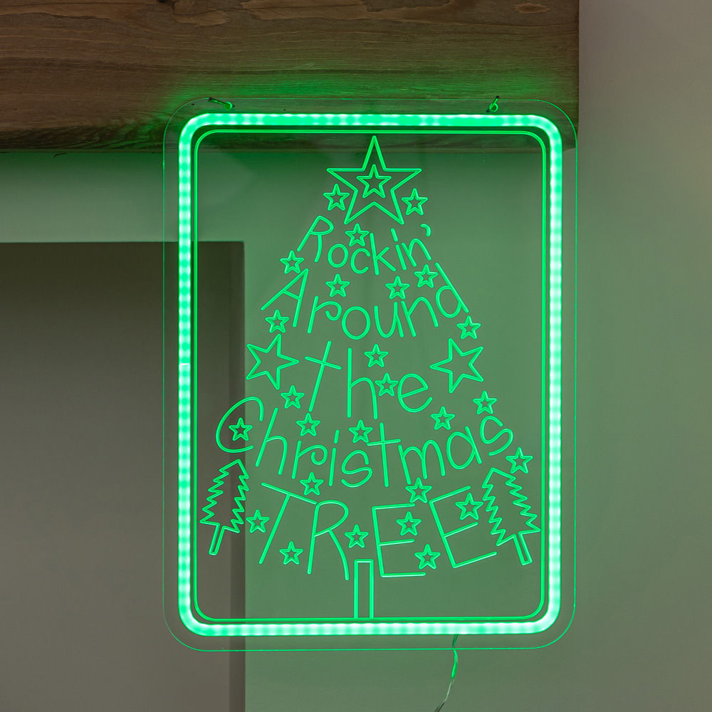 Samuel Alexander Green LED Neon Rockin' Around the Christmas Tree Christmas Decoration 40cm Image 4