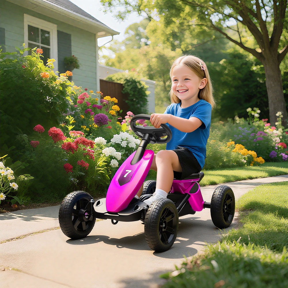 Tommy Toys Kids Pedal Go Kart with Silent EVA Wheels Pink Image 2
