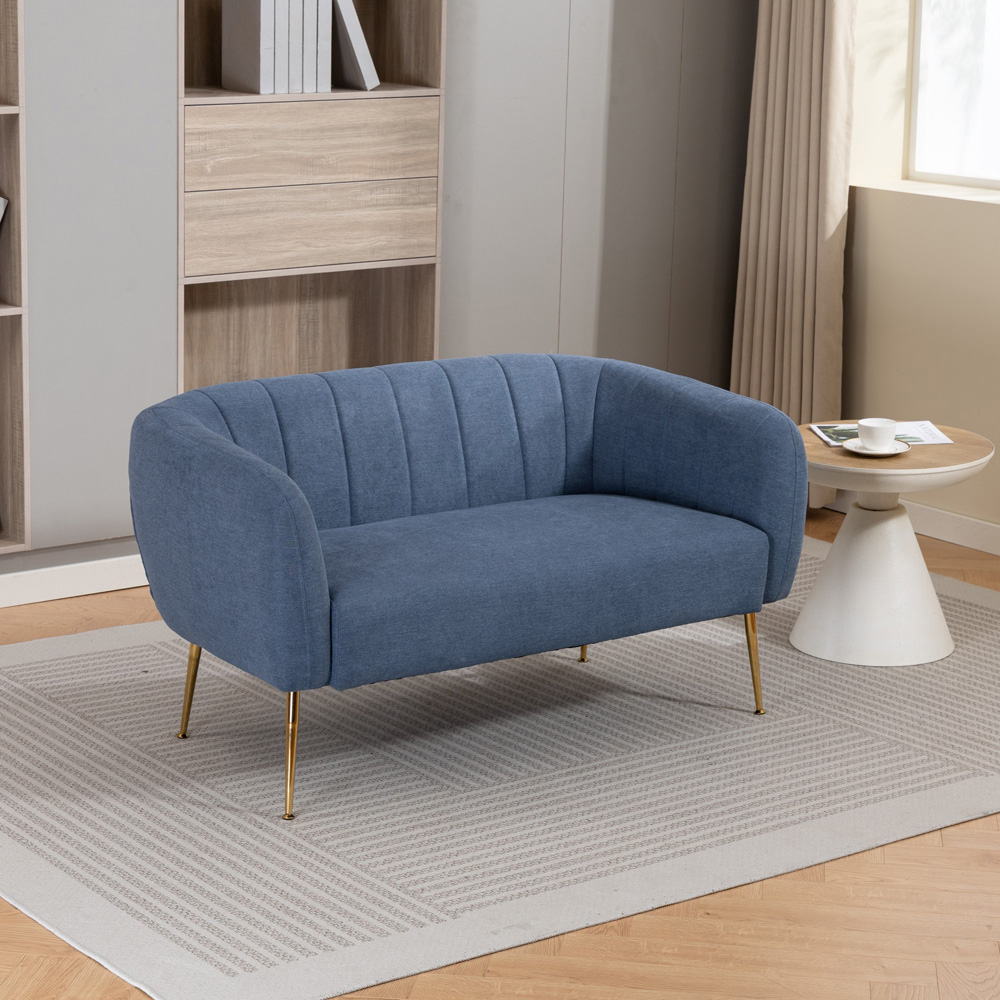 Artemis Home Stanton 2 Seater Light Denim Fabric Shell Accent Sofa Image 7