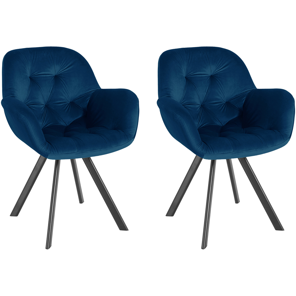Dorel Elli Set of 2 Navy Blue Velvet Armchair Image 2