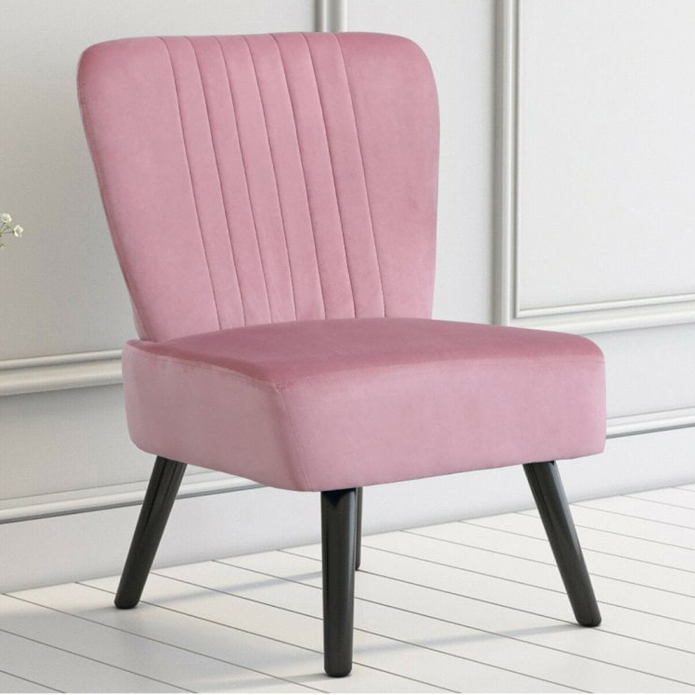 Neo Dusky Pink and Black Velvet Shell Chair Image 1