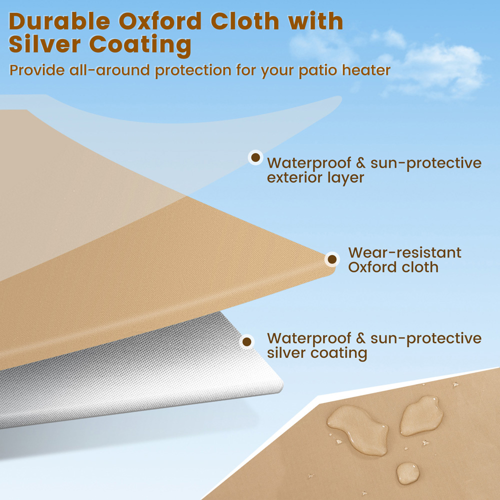Costway Beige Outdoor Patio Heater Cover with Zipper Image 5