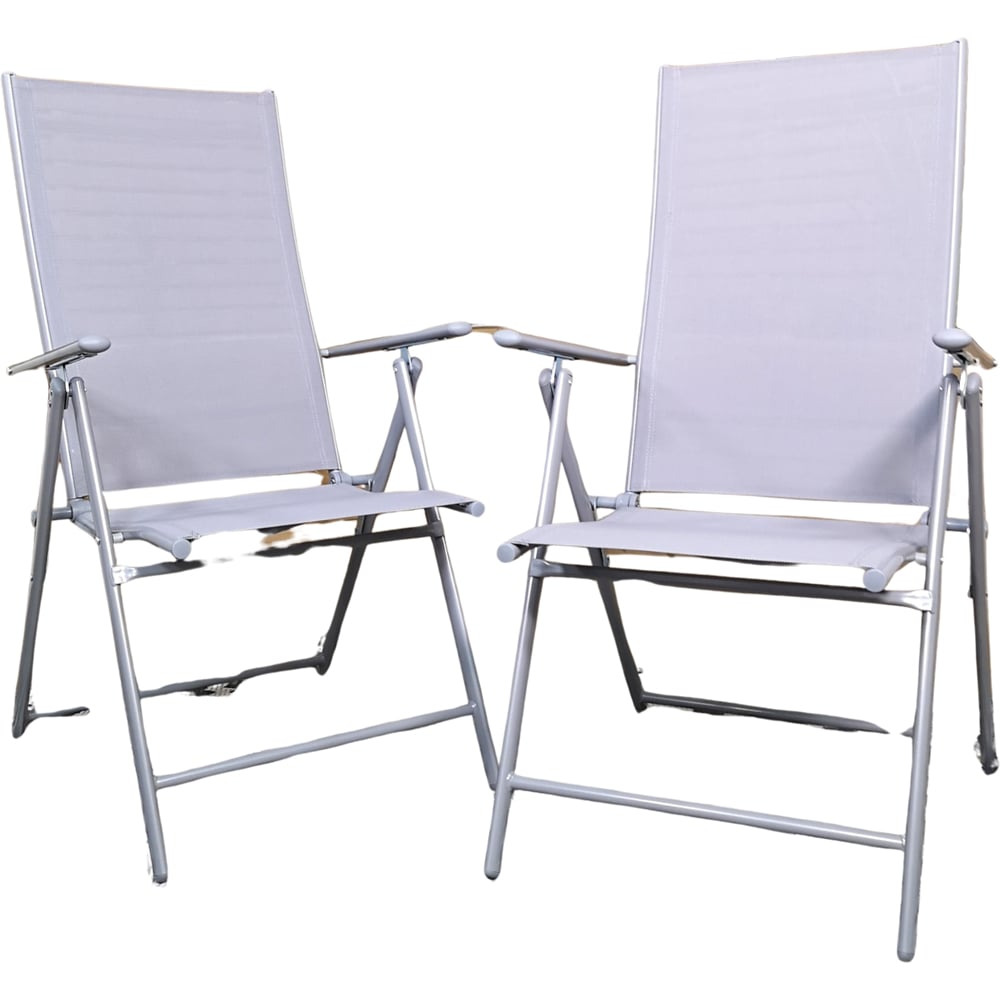 Samuel Alexander Set of 2 Grey Multi Position Recliner Patio Chair Image 2