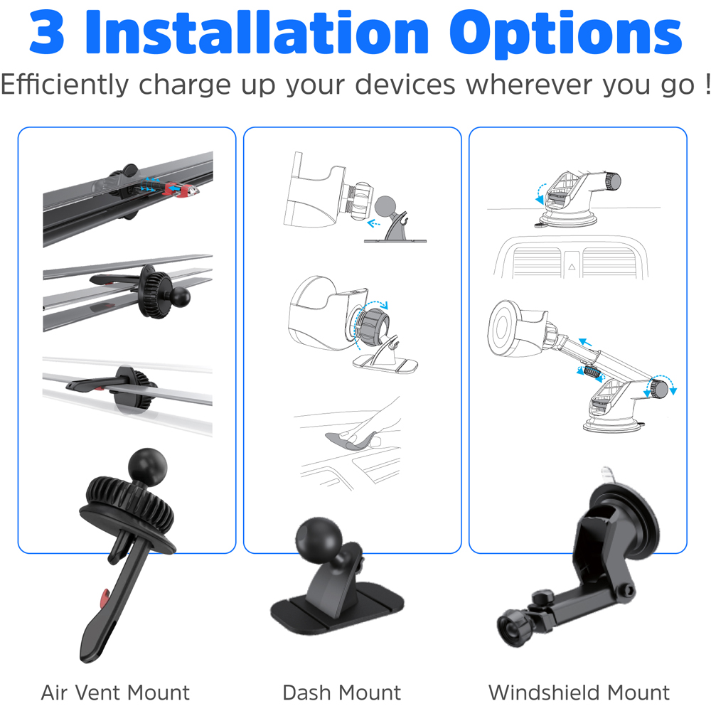 Energizer Black In-Car Magnetic QI Wireless iPhone and AirPod Charger Image 7