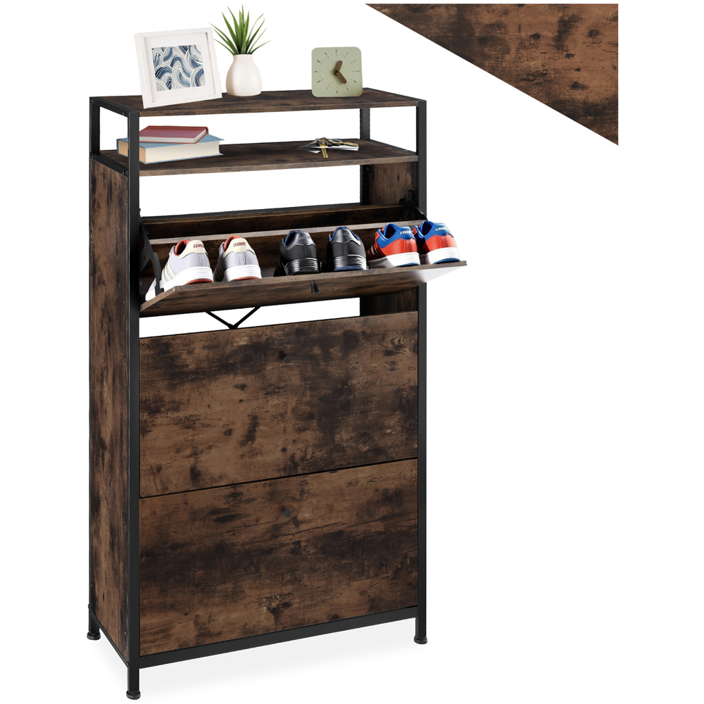 tectake 3 Tilt Drawer Dark Wood Slim Rack 32 x 61 x 130cm Image 2