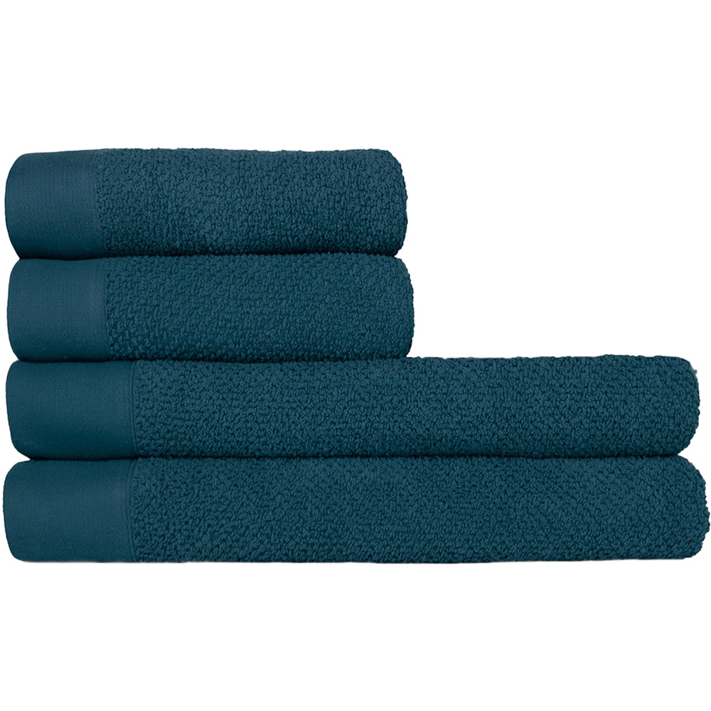 furn. Textured Cotton Blue Hand Towels and Bath Sheets Set of 4 Image 1