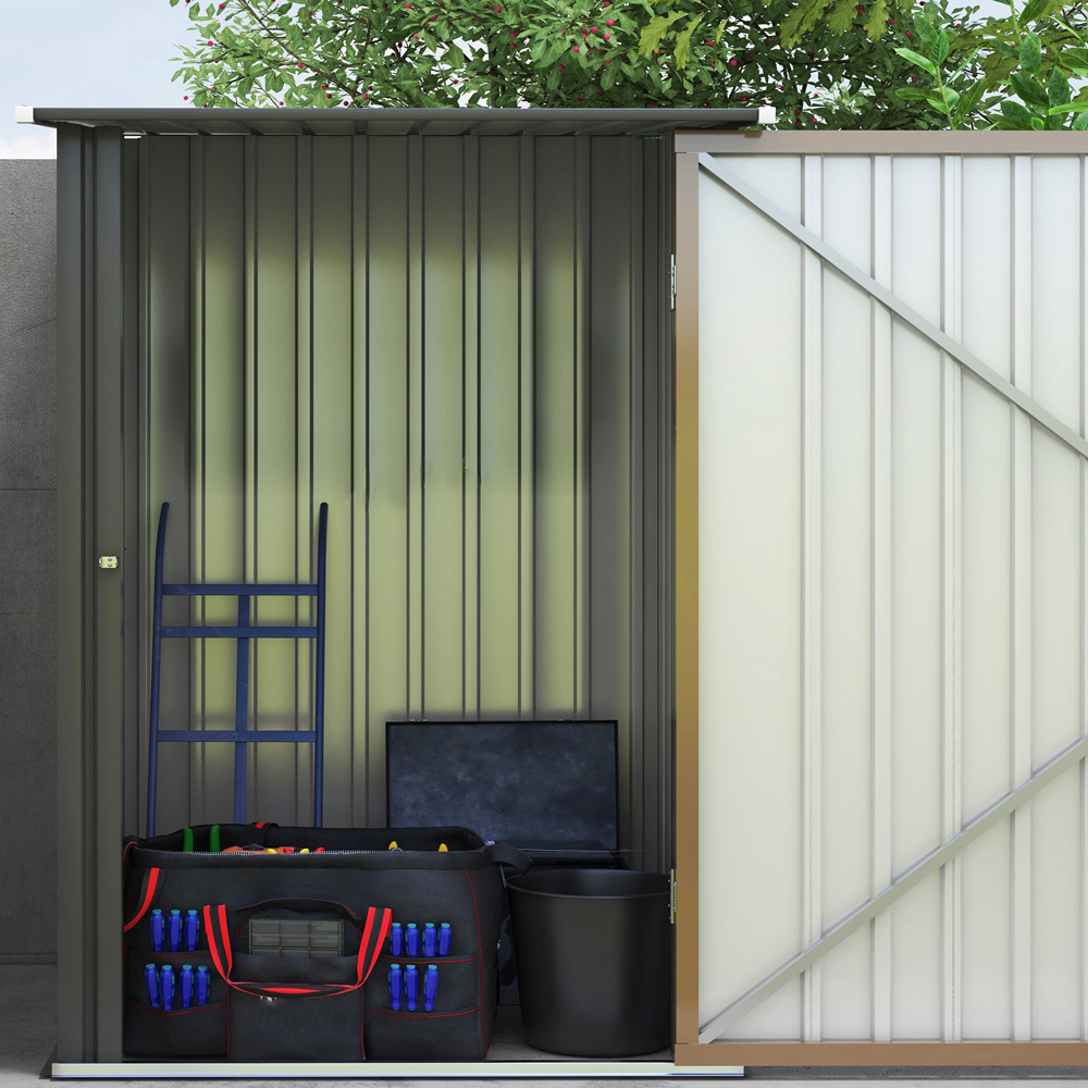 Outsunny 3.1 x 3.2ft Brown Metal Garden Storage Shed with Lockable Door Image 5