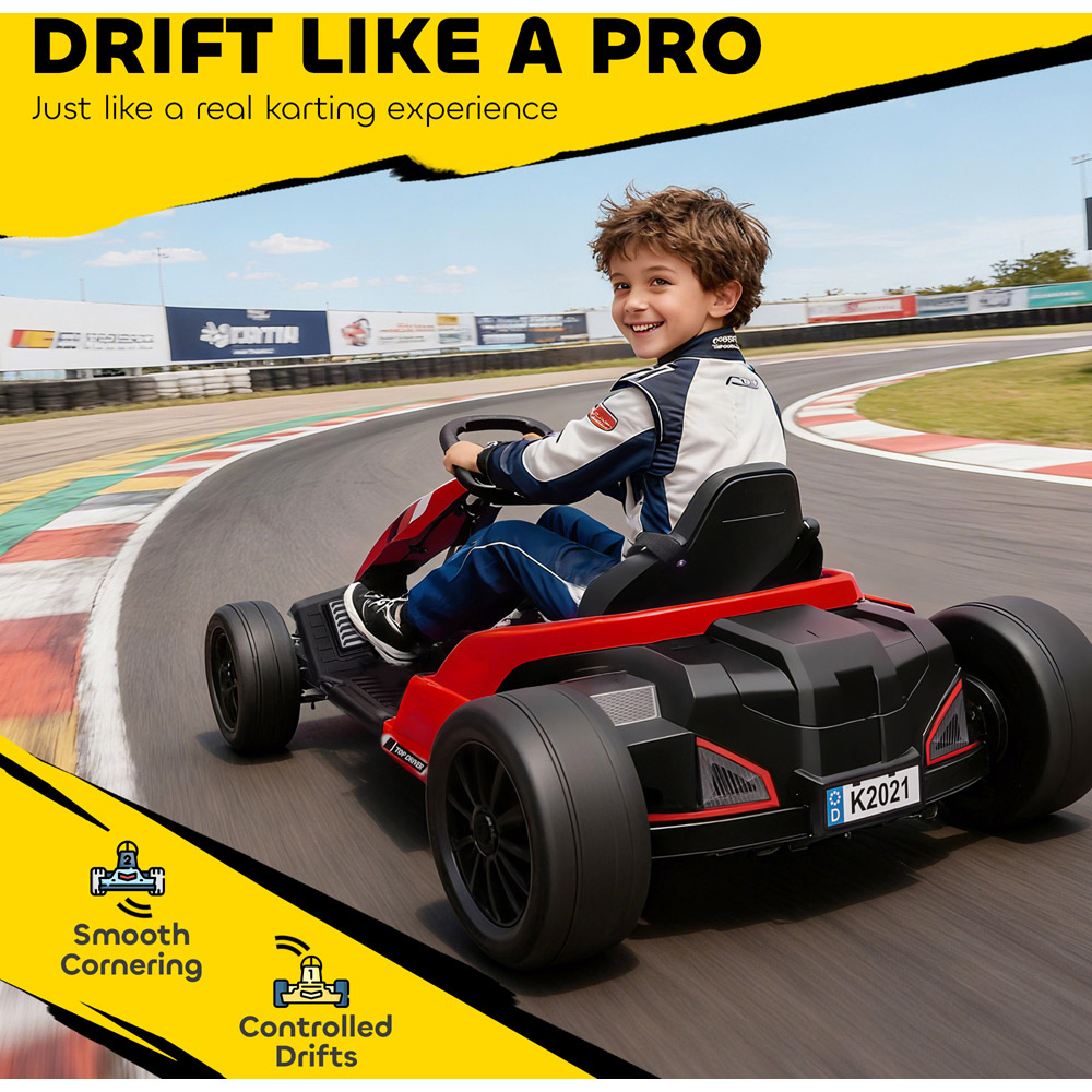 Tommy Toys AIYAPLAY Kids Red Electric Ride One Go Kart with Drift Mode and Adjustable Seat 24V Image 6