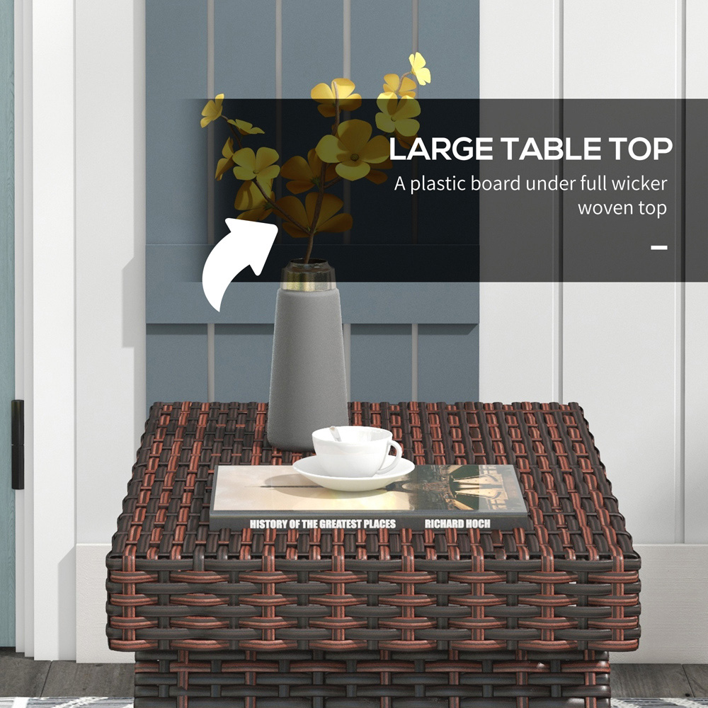 Outsunny Brown Rattan Steel Frame Foldable Outdoor Coffee Table Image 8