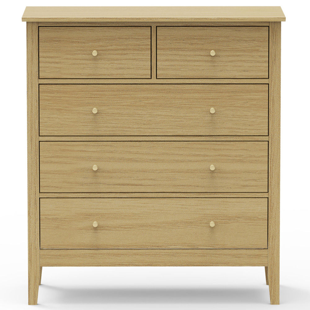 Core Products Henley 5 Drawer Oak Effect Wide Chest of Drawers Image 3