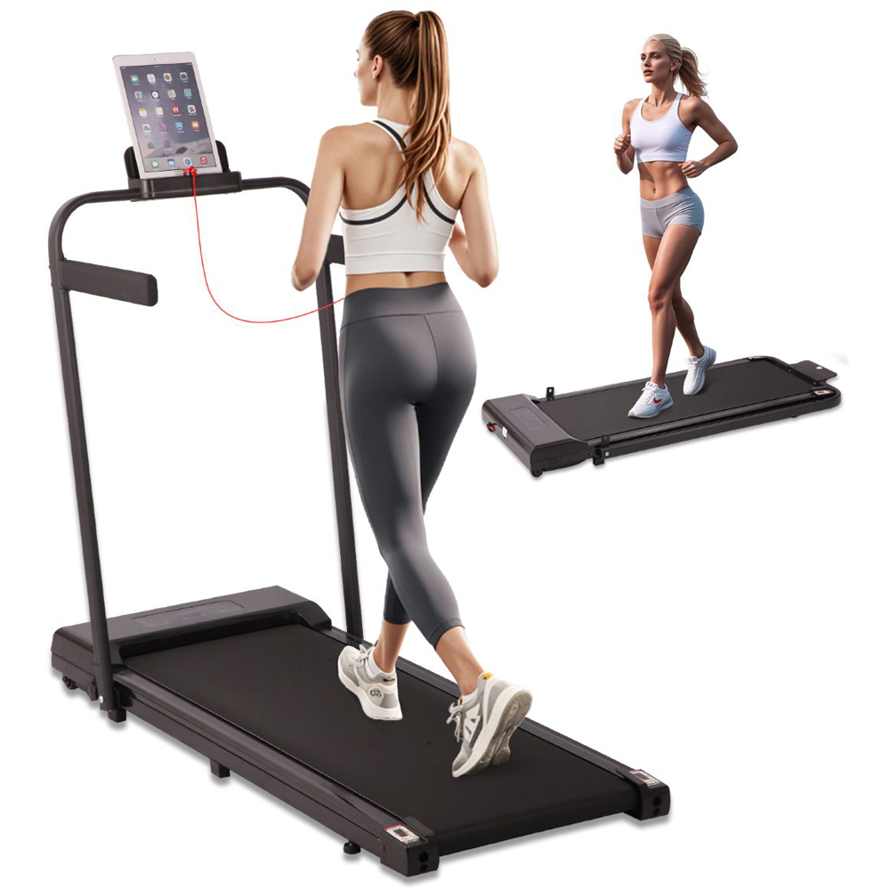 Willowmare 2-in-1 Grey Foldable Electric Treadmill with Handrail and LCD Screen Image 3