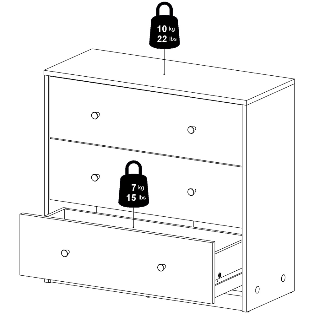 Furniture To Go May 3 Drawer Jackson Hickory Oak Chest of Drawers Image 8
