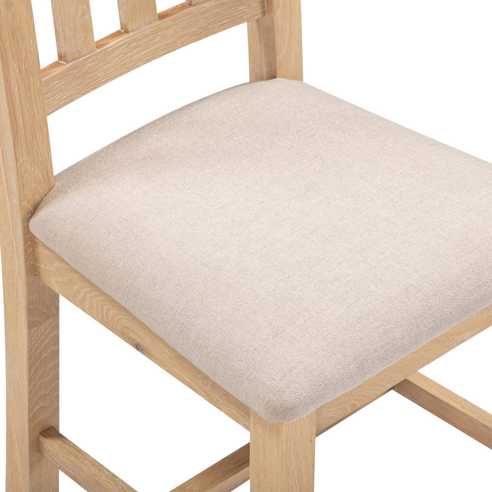 Seconique Windsor Sey of 2 Natural Oak and Oat Fabric Slatted Dining Chair Image 6