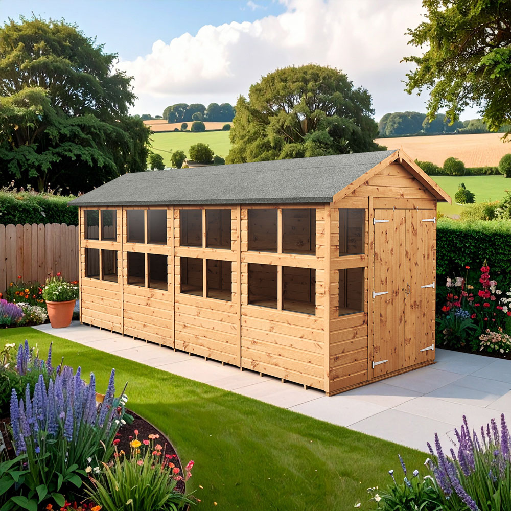 Empire Sheds 6 x 16ft 2 Door Dipped Treated Tongue and Groove Apex Potting Shed Image 2
