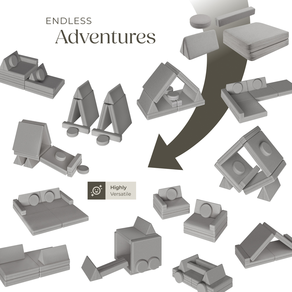 tectake Lilly Grey 8 Piece Thick Padding Kids Sofa with Removable Cover Image 7