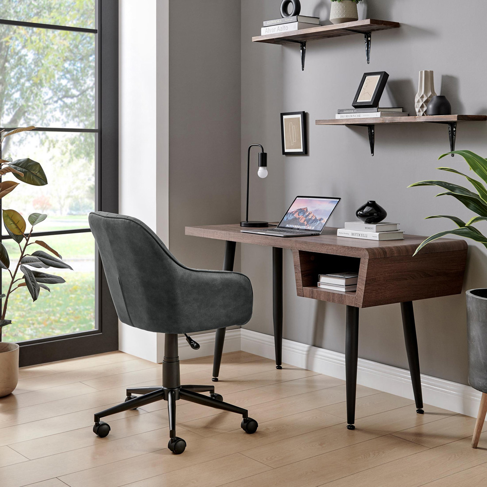 Furniturebox Brooker Black Faux Leather Office Chair Image 7