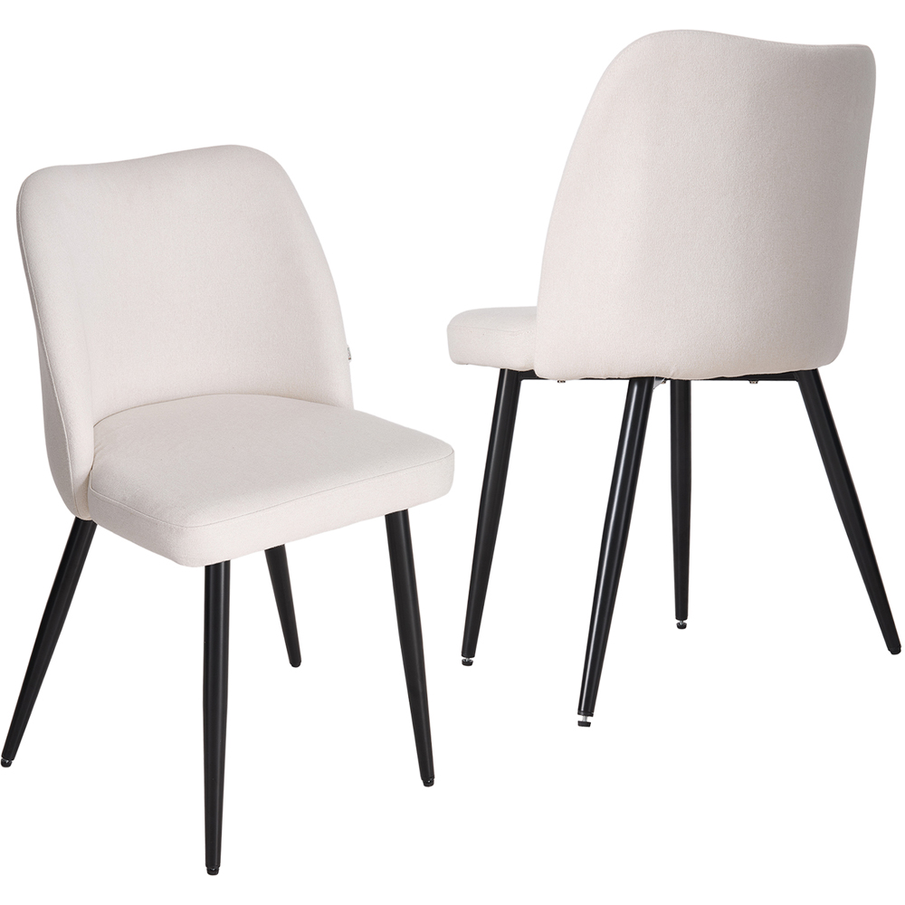 Living and Home Set of 2 Beige Linen Upholstered Dining Chairs Image 2