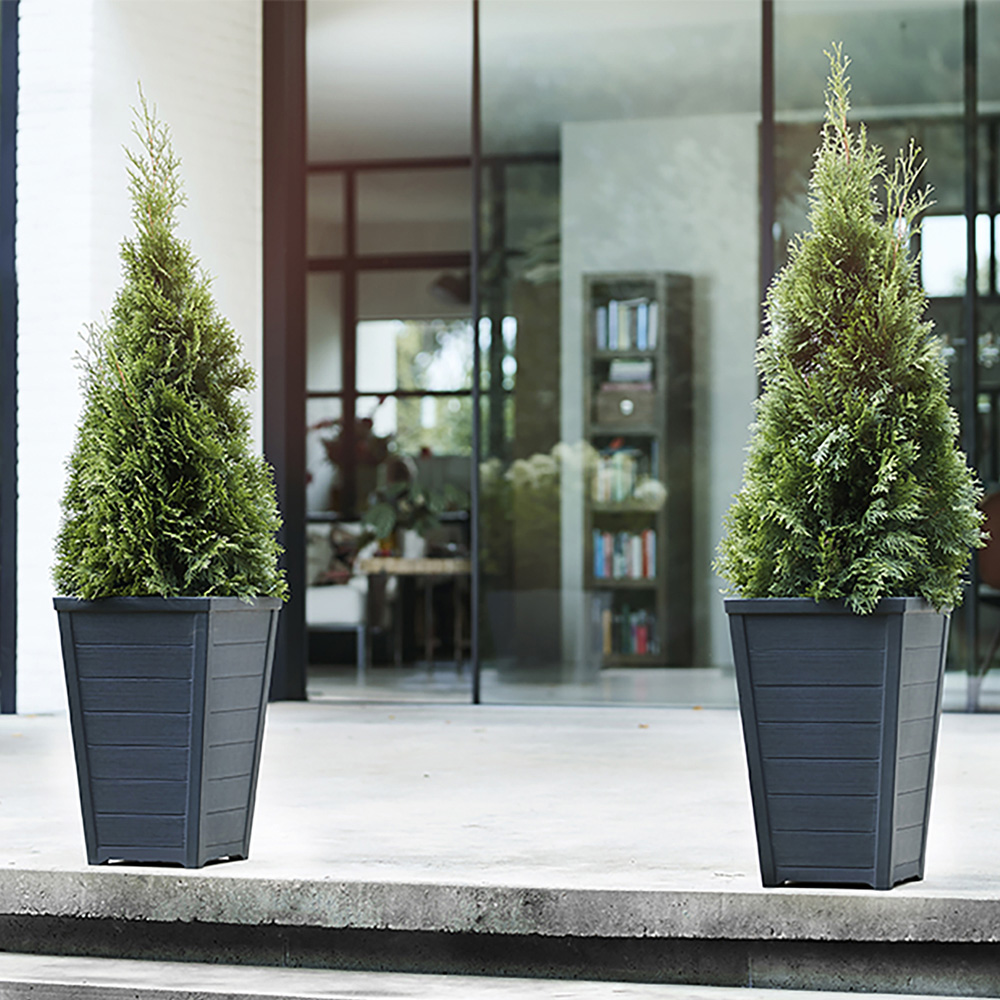 Keter Graphite Resin Taper Planter 57cm 2 Pack Image 2