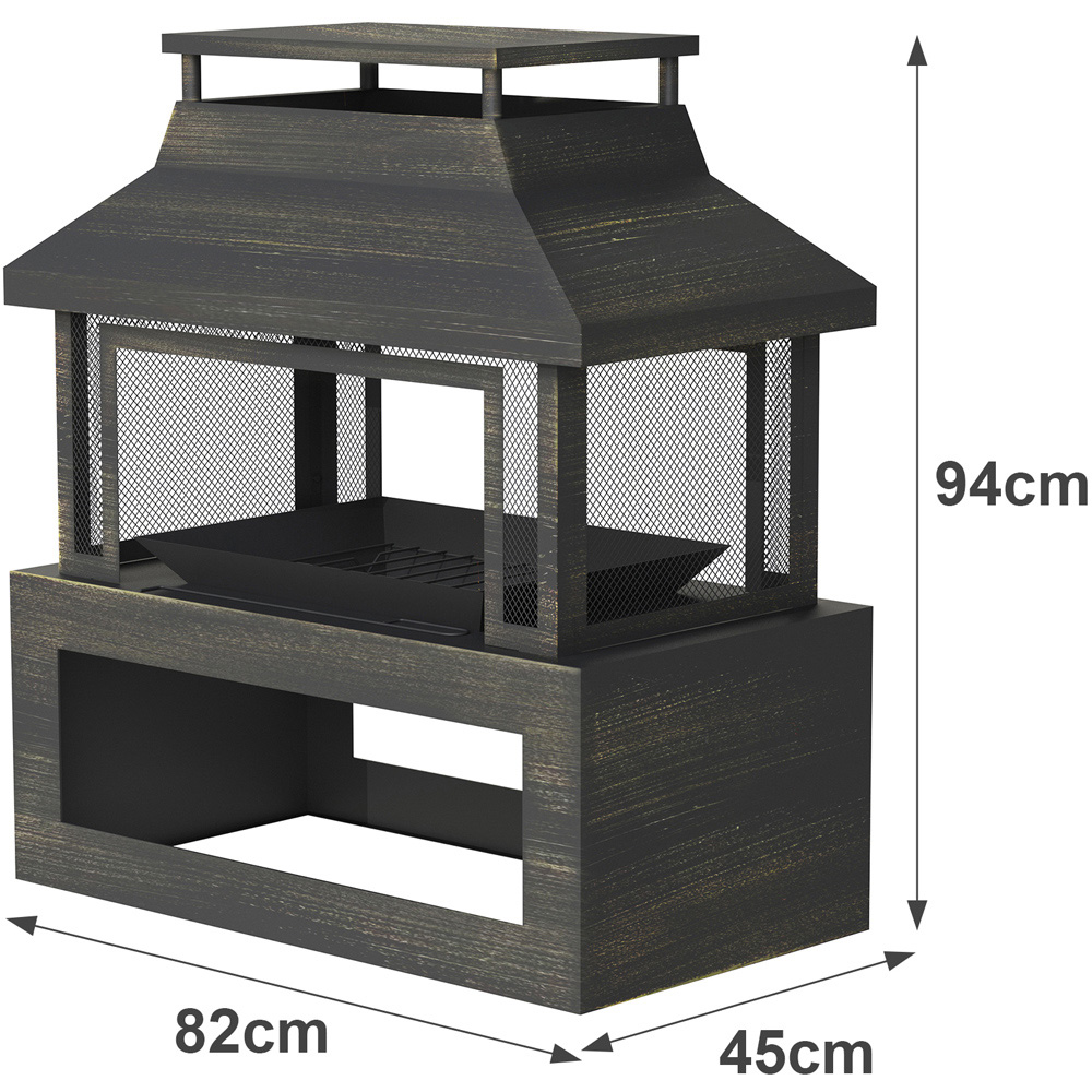 Neo Black Outdoor Fire Pit Log Burner with Mesh Surround and Storage Image 8